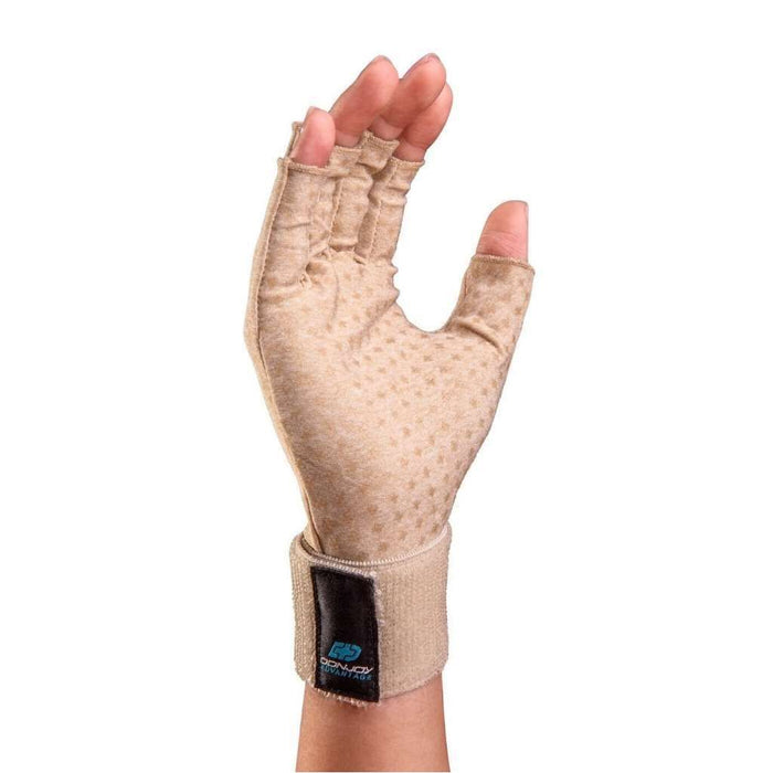 DONJOY Advantage Arthritis Compression Gloves W/ Open Finger Tips (Beige) Large