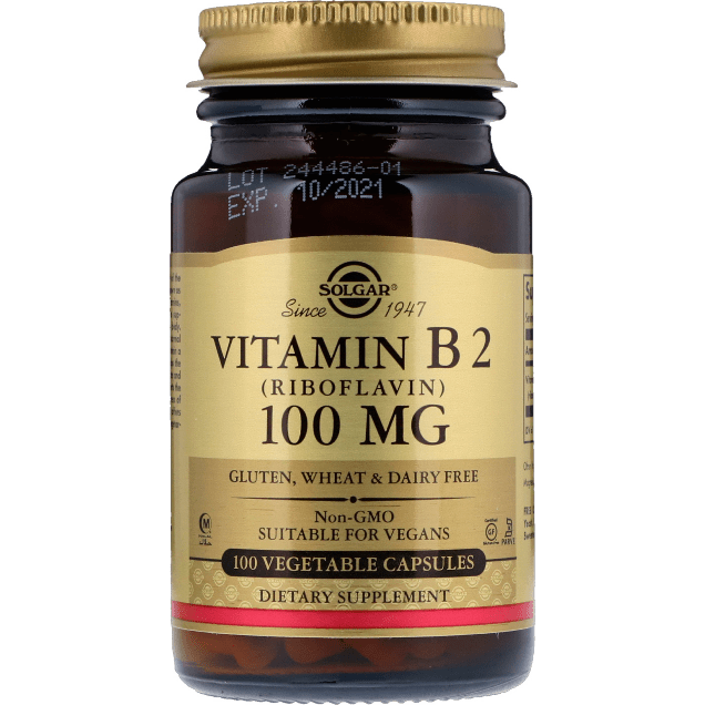 Solgar Vitamin B2 (Riboflavin) 100 mg 100 Vegetable Capsules