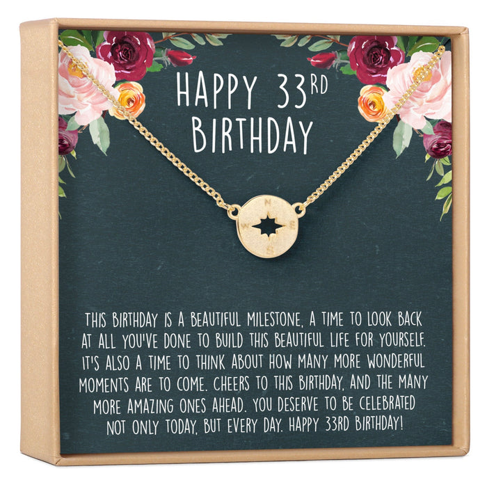 33rd Birthday Necklace, Multiple Styles