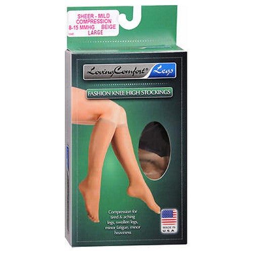 Loving Comfort® Compression Stocking – Knee High (Large/Beige)