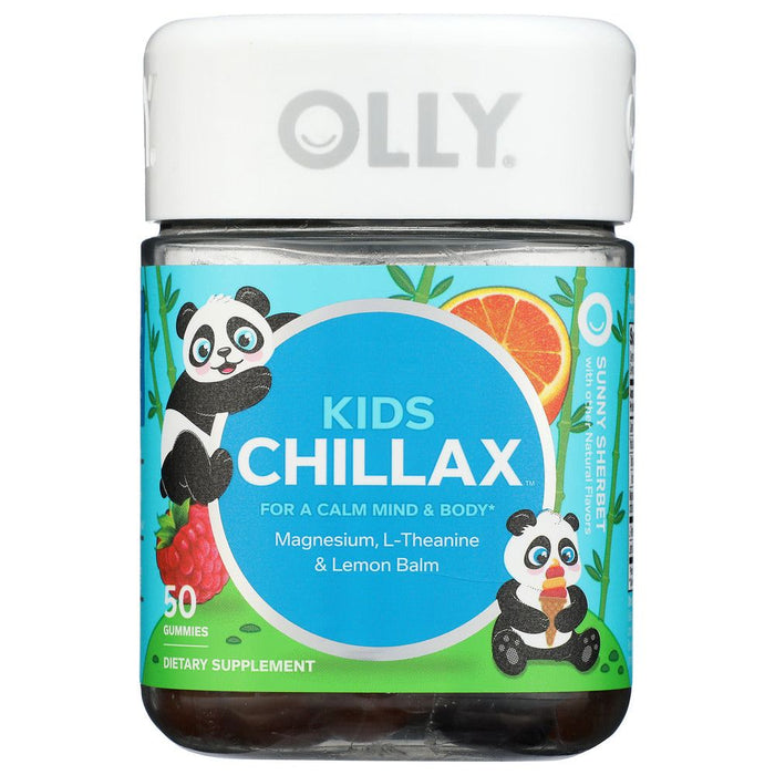 OLLY Kids Chillax Supplement Gummies – Sunny Sherbet Flavor (50 Count)