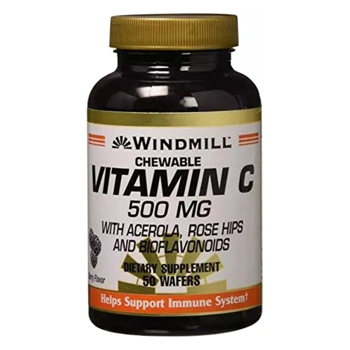 Windmill® Vitamin C 500 mg Chewable Wafers – Orange Flavor (50 Tablets)