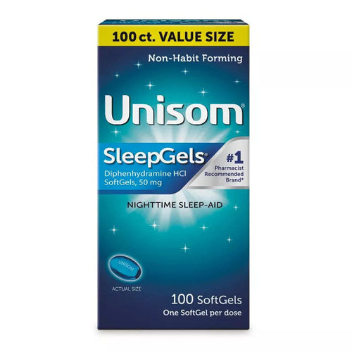 Unisom SleepGels Nighttime Sleep Aid, 50mg Diphenhydramine HCl, 100 Softgels
