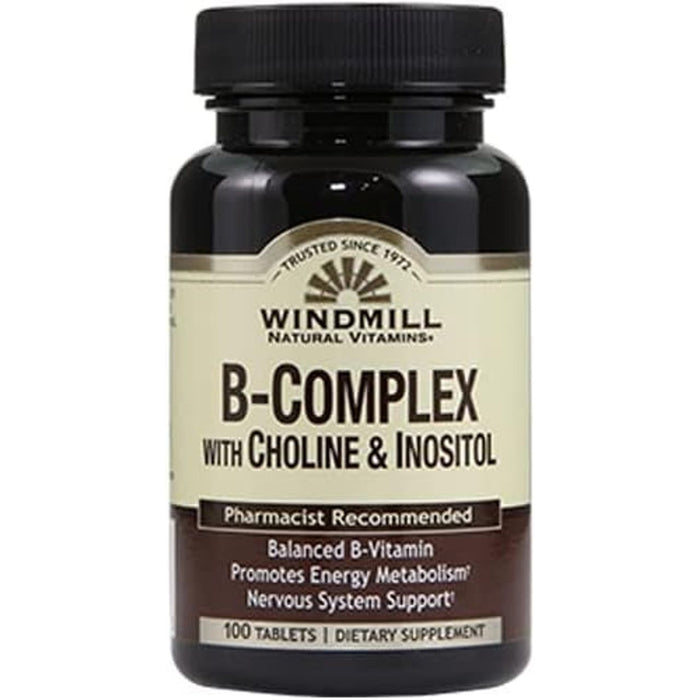 Windmill® B-Complex with Choline & Inositol – 100 Tablets