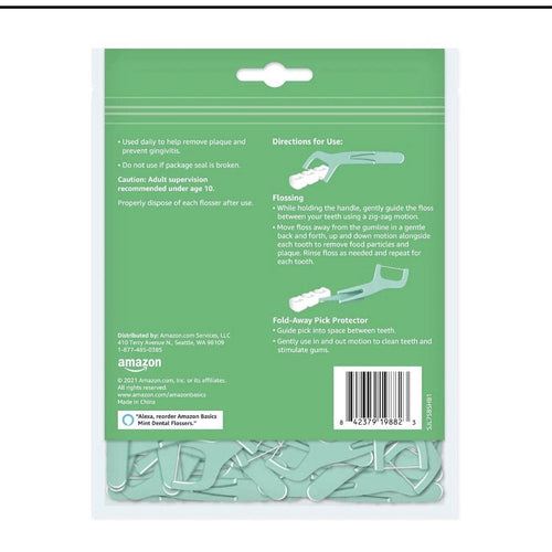 Amazon Basics Mint Dental Flossers, 90 Count (Pack of 6)