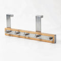 Toilette Products Bamboo and Stainless Steel Towel Door Hooks, 5 Hooks