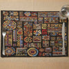 DaDa Bedding Set of 4-Pieces Ethnic Ornaments Geometric Black Tapestry Dining Placemats 13” x 19” (18118)