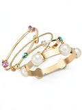 Thalia Sodi Gold-Tone 4-Pc. Set Imitation Pearl and Crystal Bangle Bracelets