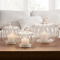 Glass Pumpkin LED Light Candles, Set of 3