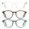 Design Optics by Foster Grant Classic Plastic Round Reading Glasses, 3-pack