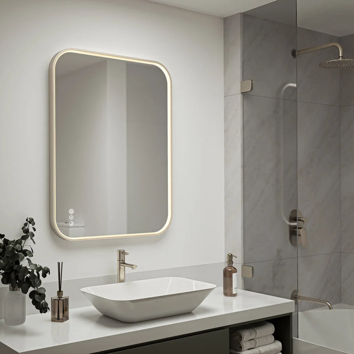 Artika Royce 32” x 24” LED Wall Mirror with Defogger  Brushed Nickel