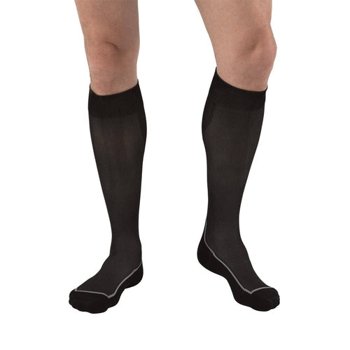 GNP Unisex Knee-High Compression Socks (15-20 mmHg), Black/Grey Argyle, Large