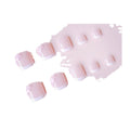ZIFANHU 24 Pcs White French Press On Toenails Pink Flower Design Plastic