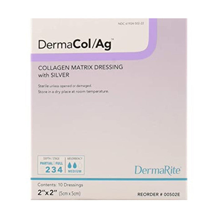 DermaRite® DermaCol™ Ag Collagen Dressing with Silver - 2" x 2"