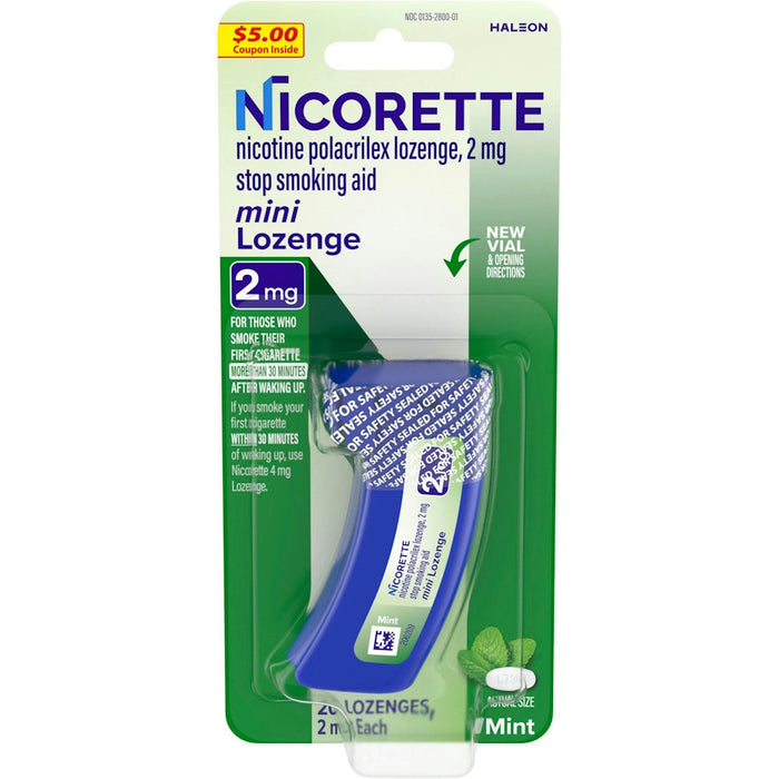 Nicorette Mini Nicotine Lozenges Stop Smoking Aid 2 Mg Mint Flavor