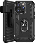 iPhone 14 Pro Max 6.7-inch Protection Kit Bundle - Military Kickstand Series Case with Tempered Glass Screen and Camera Protector - Black