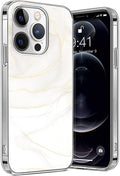 White Marble Series Case with Tempered Glass Screen and Camera Protector - iPhone 14 Pro