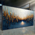 Golden Forest Reflection Abstract Wall Art