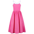 WELAKEN Summer Sundress Criss Cross Back Elastic Waist Pockets Hot Pink Size 8Y