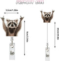 Generic Funny Raccoon Retractable Acrylic Alligator Badge Reel Clip