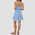 Shy Velvet Summer Mini Linen Dress with RIC Rac Trim White Size L