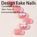 ZIFANHU 24 Pcs 3D Bow Texture Acrylic False Toenails Color V11 Rhinestones