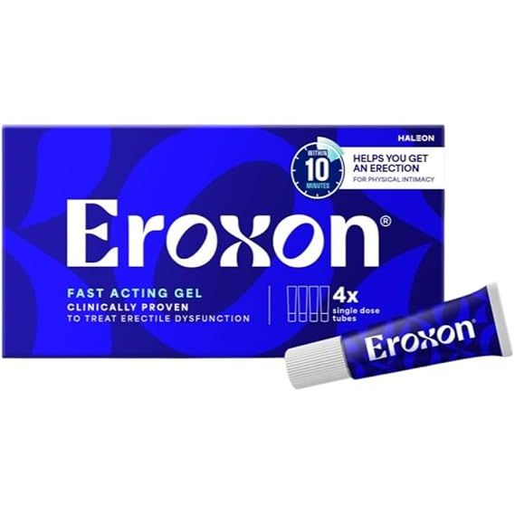 Eroxon Erectile Dysfunction Treatment Gel, 4 Single Use Tubes | Clinically Proven Topical Gel To Get an Erection Within 10 Minutes, FDA-cleared ED Treatment Available Without Prescription