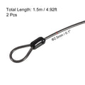 PATIKIL Security Steel Cable 2.5mm x 1.5m Black Double Loop 2 Pack