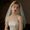 Cliory Pearl Veil Glitter Bride Wedding Short Veil White
