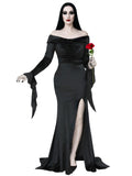 ROC PARTY Womens Gothic Floor Length Off Shoulder Dress Black Size S