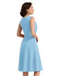 Bbonlinedress Womens Vintage Cocktail Dress Sleeveless A-line Midi Blue Size S