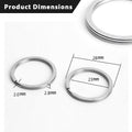Biyrly Stainless Steel Round Keyrings 12 Pack Silver 28mm Flat Split Rings