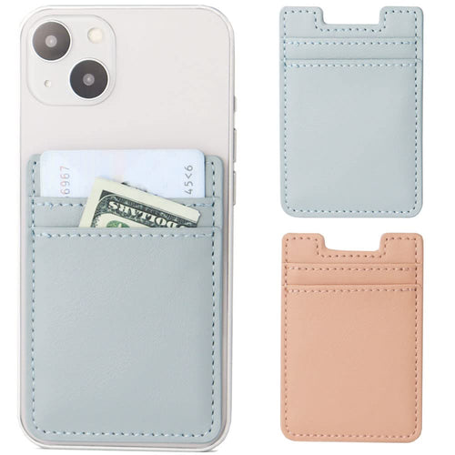 Card Wallet 2 Pack — Stick-On Leather Credit Card Holder Pocket for Back of Phon