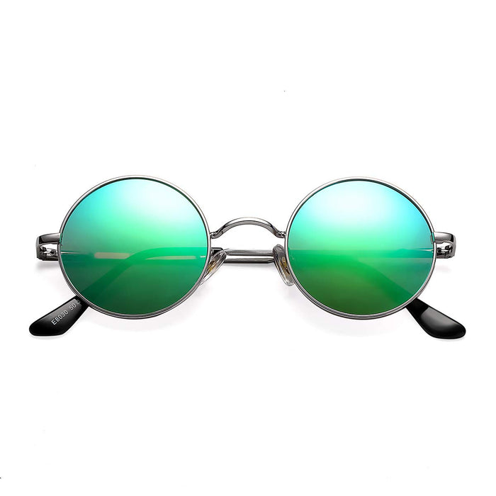 Small Round Polarized Sunglasses for Men Women Circle Retro Shades Metal Hi