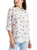 Charter Club Linen Nautical-Print Blouse, Size XS