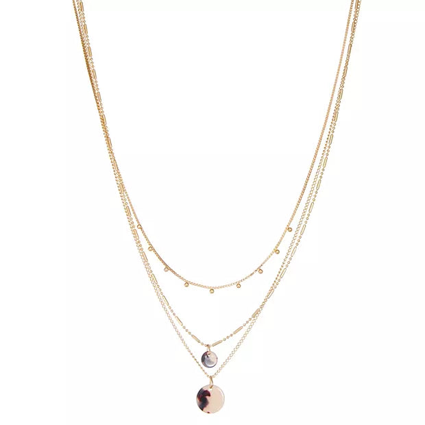 Style and Co Gold-Tone and Stone Layered Pendant Necklace