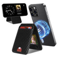 Black magnetic wallet card holder with carbon fiber texture