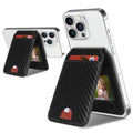 Black magnetic wallet card holder with carbon fiber texture