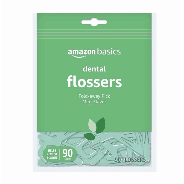 Amazon Basics Mint Dental Flossers, 90 Count (Pack of 6)
