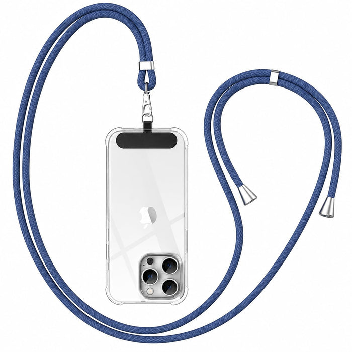 Phone Lanyard Patch Tether Tab, Ultra-Thin 0.8mm Universal Phone Case Attachment, Hands-Free Neck Strap Adapter, 7kg Load Capacity, Blue
