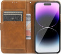 iPhone 14 Pro 6.1-inch Protection Kit Bundle - Folio Wallet Case with Tempered Glass Screen and Camera Protector (Brown)