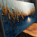 Golden Forest Reflection Abstract Wall Art