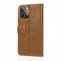 Indy Series Brown Leather Wallet Case - iPhone 13 Pro