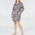 Miss Elaine Printed Fleece Short Zip-up Robe