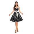 HAPNBCELE Vintage 1950s Halter Polka Dot Dress Black Size X-Large