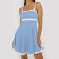 Shy Velvet Summer Mini Linen Dress with RIC Rac Trim White Size L