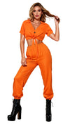 UQJE Women's Prisoner Costume Orange Convict Shirt Pants XXL