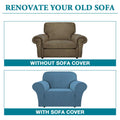 Flamingo P High Stretch Sofa Slipcover Armchair Cover Dusty Blue Size Small