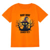 HELLO MEOW Halloween Boys T Shirt Orange Black Cat Size 4-5T