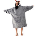 Hansleep Hoodie Blanket with Pocket for Adults - Grey Long 32" x 58"